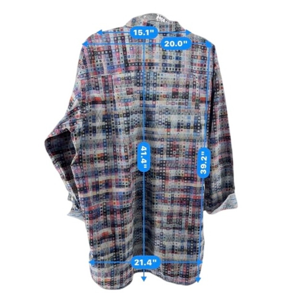 Luchiano Visconti Black Label Geometric Mosaic Shirt 2XLB Multicolor Cotton - Picture 4 of 8